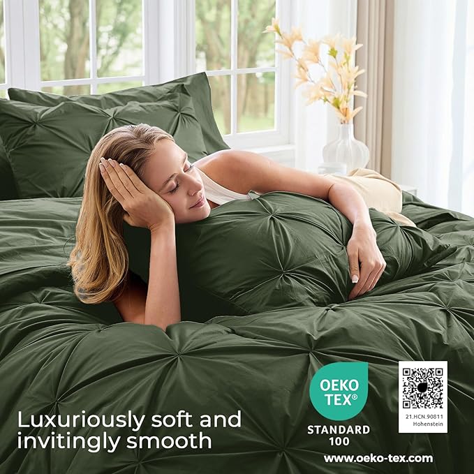 Sasttie Queen Comforter Set, 7-Piece Bed in a Bag, Pintuck Bedding Set - Image 3