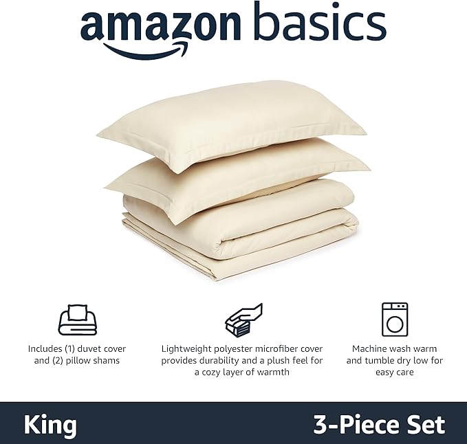 Amazon Basics Lightweight Microfiber 3-Piece Duvet Cover Set - Image 2