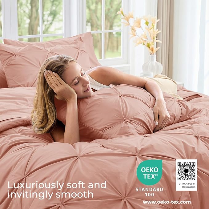 Sasttie Full Size Comforter Set, 7-Piece Bed in a Bag Double, Pintuck Bedding - Image 3