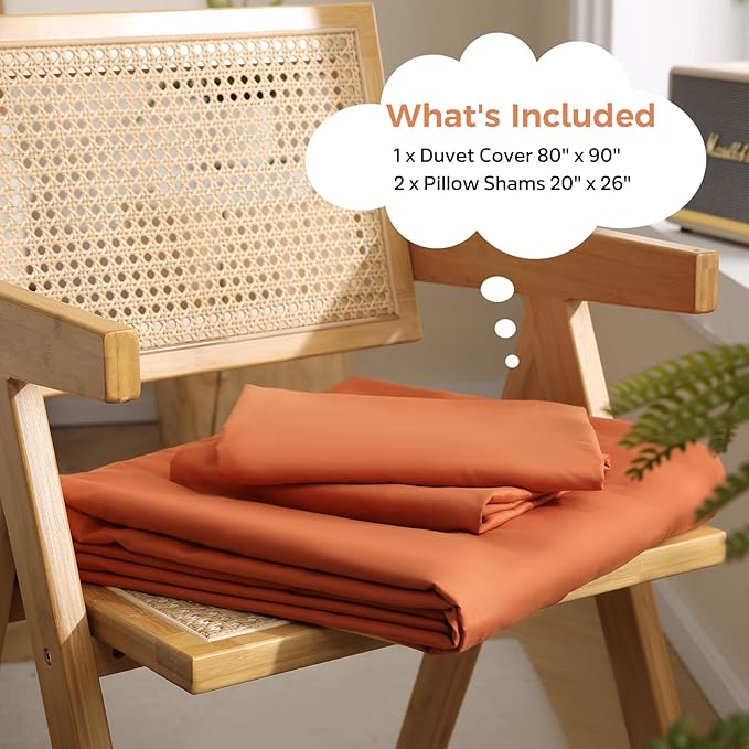JSD Burnt Orange Duvet Cover Set Full Size, 3 Piece Duvet Cover - Image 2