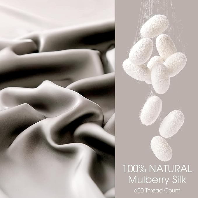 100% Silk Pillow Cases 2 Pack King Size Mulberry Silk Pillowcase - Image 2