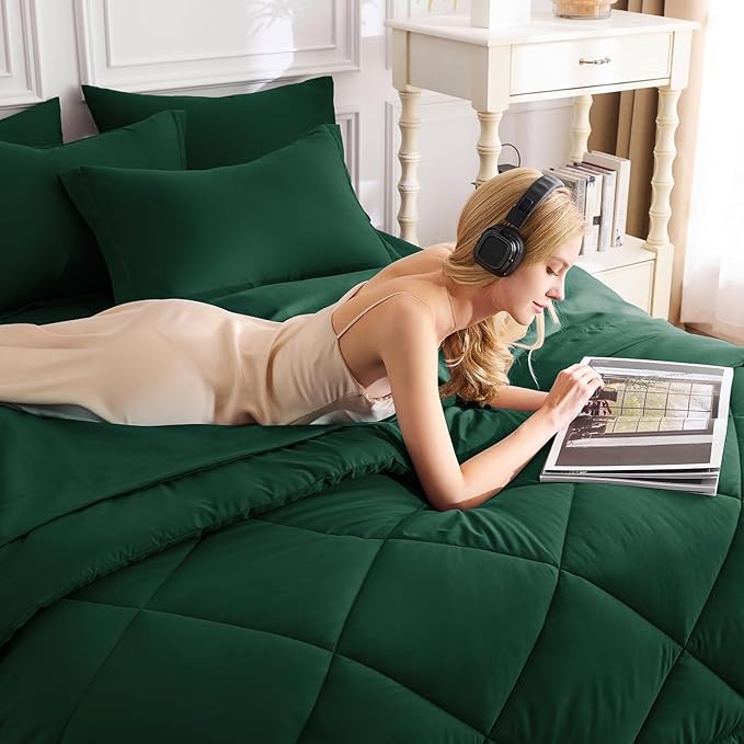 CozyLux California King Comforter Set Emerald Green - Image 6