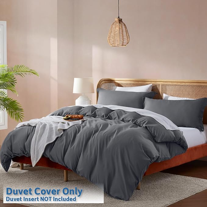 Nestl Dark Grey Duvet Cover King Size - Image 2
