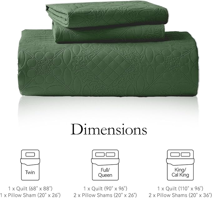 FLYMME Full Queen Quilt Bedding Set, Lightweight Olive Green Bedspreads - Image 7