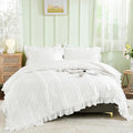 WONGS BEDDING White Comforter Set King, 3 Pieces Ruffle Farmhouse Shabby Chic by WONGSBEDDING