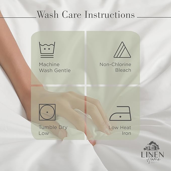 Linen Home 100% Cotton Percale Sheets Twin Size, Deep Pocket, 3 Pieces Set - Image 5