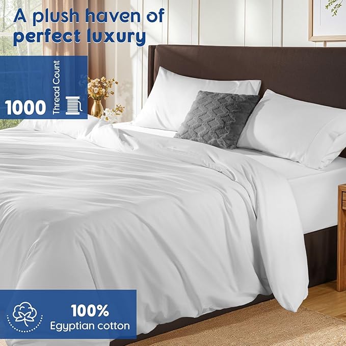 SONORO KATE 100% Egyptian Cotton Duvet Cover Queen Size, 1000 Thread Count - Image 2