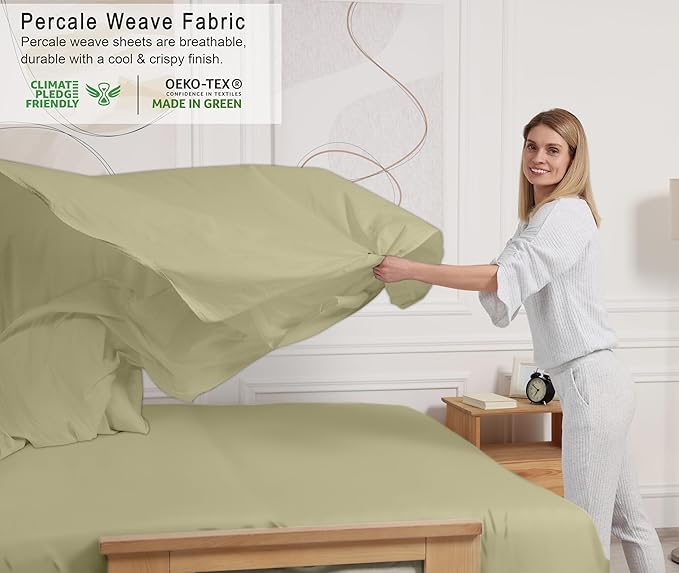 RUVANTI 100% Cotton Sheets – King Size Percale Bedding, Cooling & Breathable - Image 3