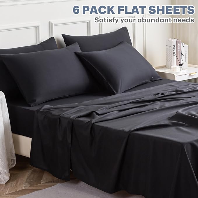 Lavisun Full Flat Sheets 6 Pack, Soft & Breathable Bulk Sheets - Image 2