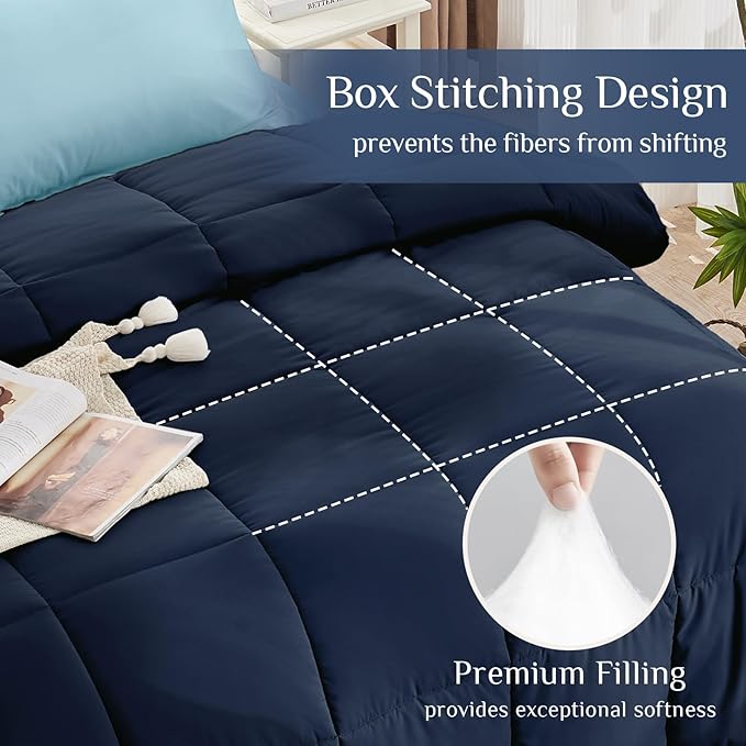 JOLLYVOGUE Queen Comforter Set, Ultra-Soft Bed in a Bag Queen Size 7 Pieces - Image 3