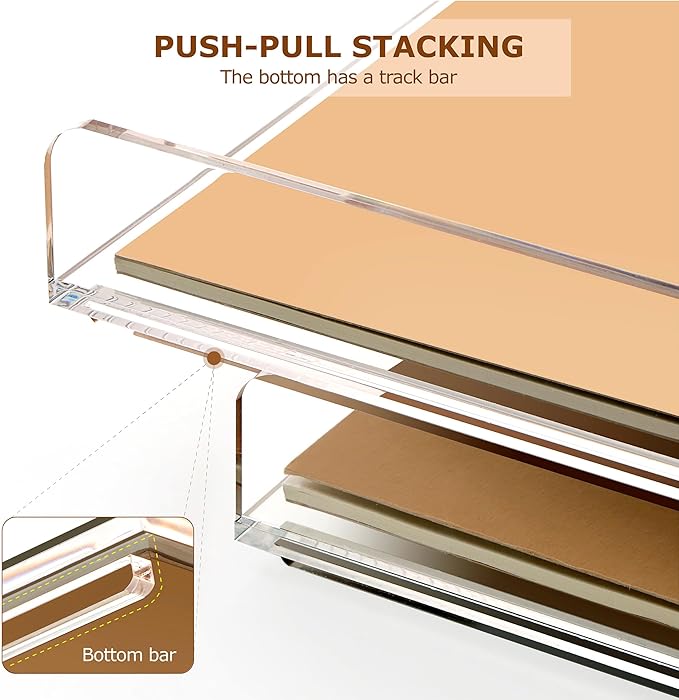 SANRUI 4 Tier Stackable Paper Letter Tray, Acrylic Vertical File Tray A4 Desk Organizer and Accessories Sorter Trays, Clear Workspace Office Supplies Organizers,12inx9.25inx6.6in-DeskoryOffice