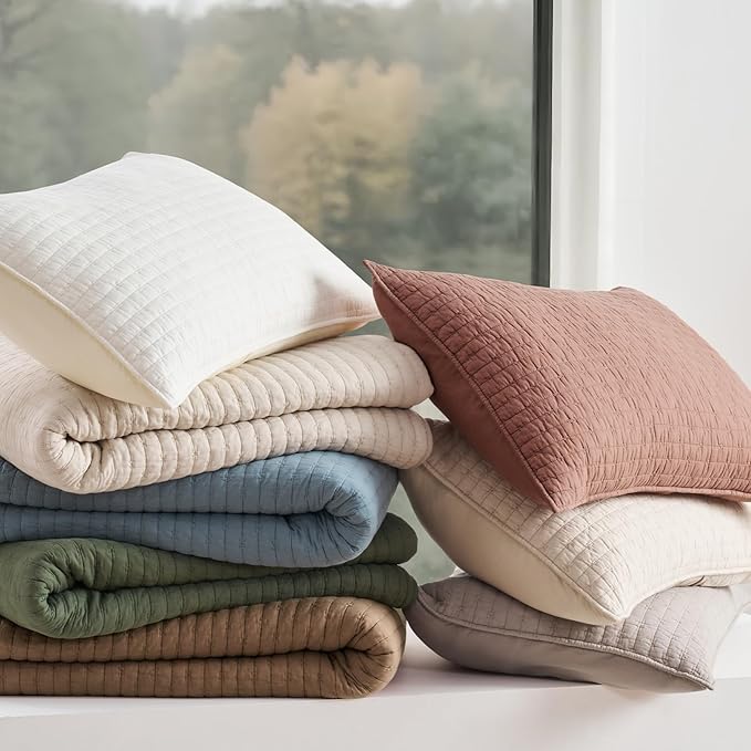 EVERGRACE Cross Stitch Pre-Washed Cotton Quilt Bedding Set Queen Size, - Image 6