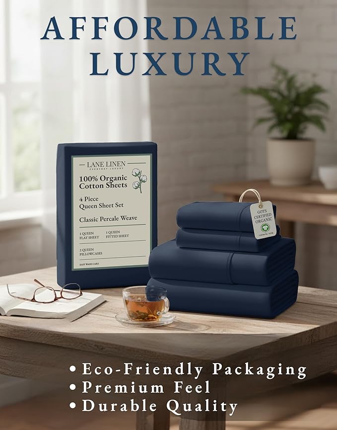 LANE LINEN Eco Friendly 100% Organic Cotton Bed Sheets Queen Size, Soft & Comfy - Image 8