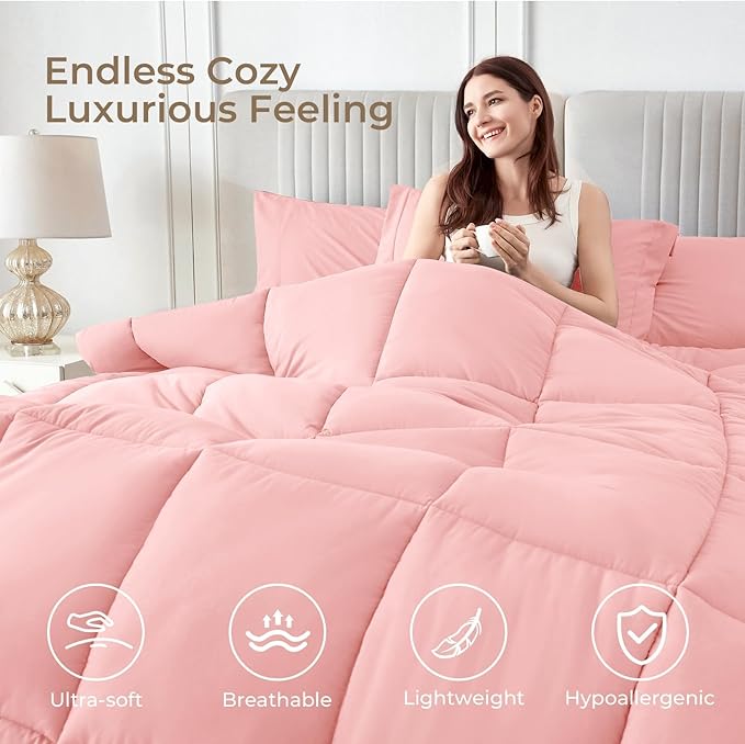 Sasttie Twin XL Comforter Set, 5 Pieces Twin XL Bed in a Bag, Complete Bedding - Image 2