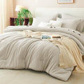 CozyLux King Comforter Set Beige, 7 Pieces Bed in a Bag Soft Bedding Comforter by CozyLux