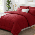 CozyLux King Size Comforter Set Dark Red, 7 Pieces Bed in a Bag, All Season by CozyLux