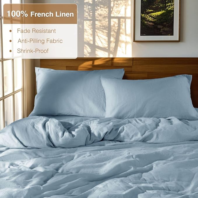 SONORO KATE 100% French Linen Duvet Cover King Size, Soft Breathable - Image 2
