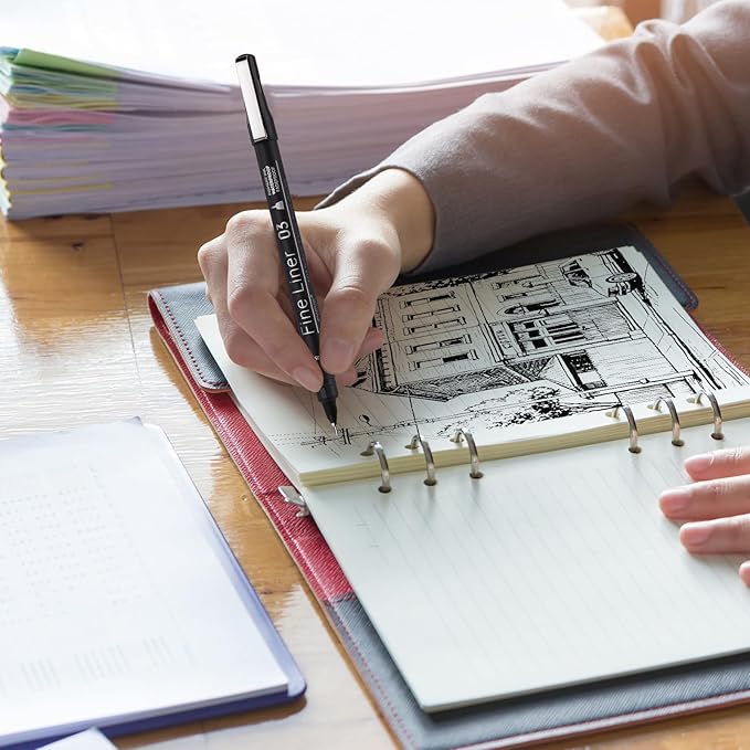 EYEYE Micro Pen Black Drawing Art Pens,6 Pack 0.25mm Archival Pen Waterproof Ink Set Artist Supplies Archival Inking Markers Sketch Outline Pens, Precision Drawing and Sketching Kit-DeskoryOffice