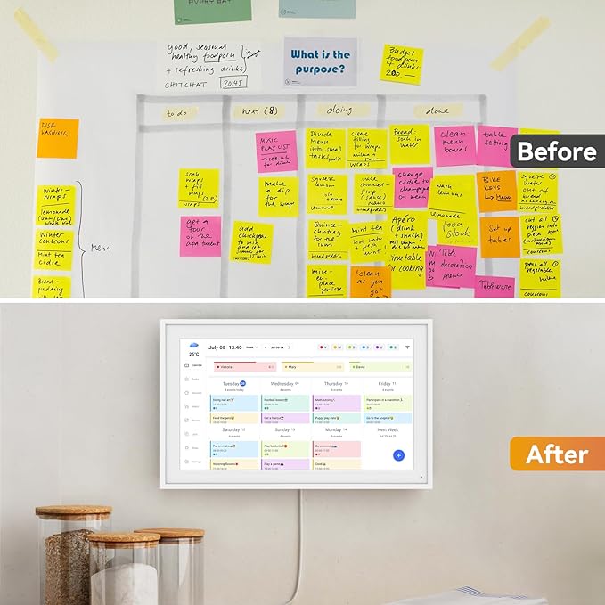 15.6'' Digital Calendar Chore Chart, Wall Touchscreen Smart Electronic Calendar for Interactive Family Schedules, Meal Planner, to Do List, Achievement Rewards Two-Way Sync w/Stand Wall Mount-DeskoryOffice