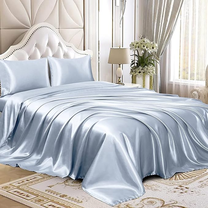Homiest Baby Blue Satin Flat Sheet - Image 4