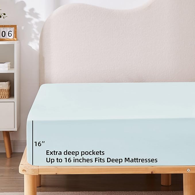 HBHLFZ Full Fitted Sheet Only, Soft Breathable Bottom Sheet - Image 3