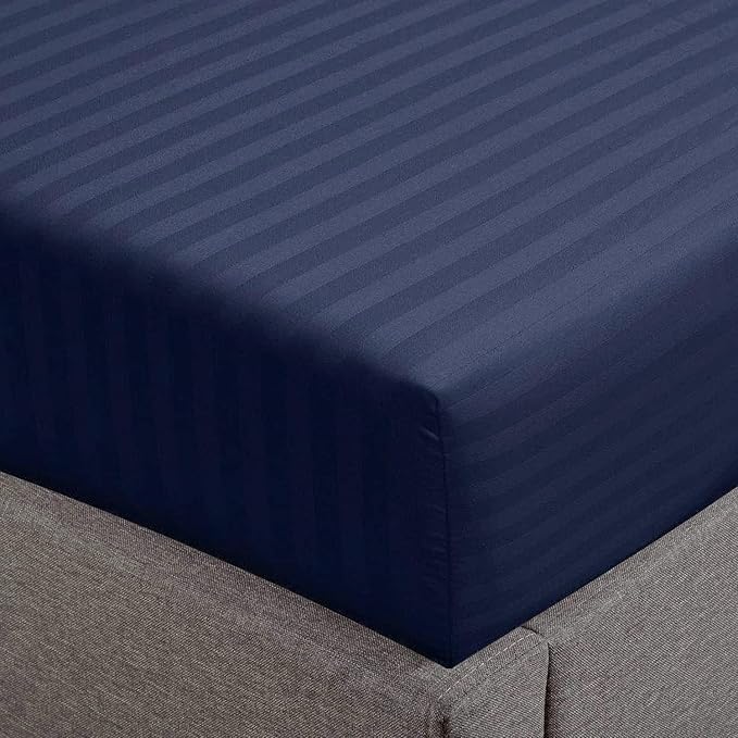 Feather & Stitch 1 Piece Fitted Sheet Twin Size, 100% Cotton Damask Sateen Weave by FEATHERSTITCHNEWYORK