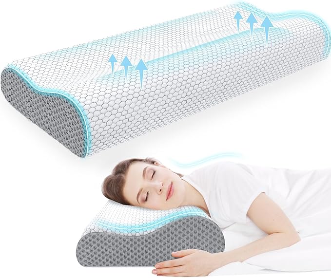 CloudBliss Memory Foam Pillow, Ergonomic Neck Contour Cervical Pillow by CloudBliss