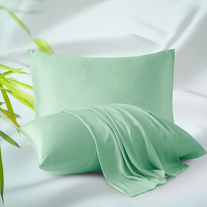 Bamboo Viscose Zippered Pillow Cases King Size Set of 2, 400 Thread Count by ZaizaiHome