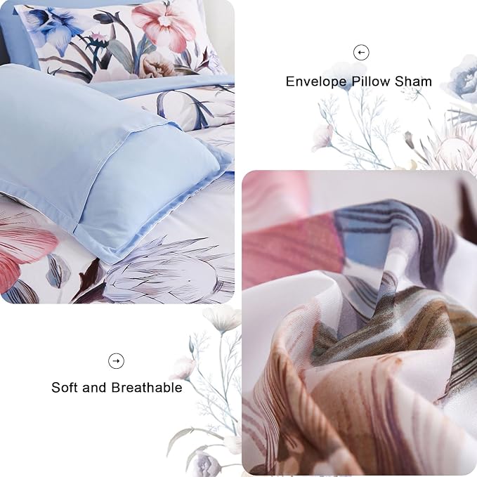 Luxudecor Floral Comforter Set Queen Size 7 Piece, Elegant Floral Comforter - Image 5