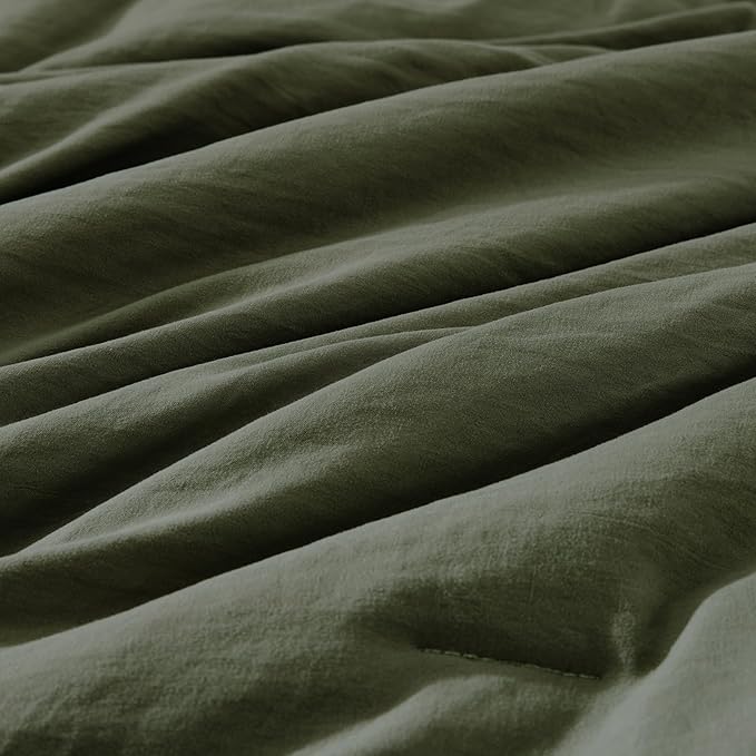 WRENSONGE California King Size Comforter Sets, 7 Pieces Olive Green Bed in a Bag - Image 6