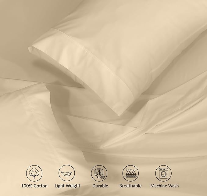 RUVANTI 100% Cotton Sheets – King Size Percale Bedding, Cooling & Breathable - Image 4