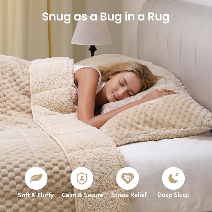 Drewin Weighted Blanket for Adults Queen Size 15lbs, Soft Fuzzy Turtleback - Image 3