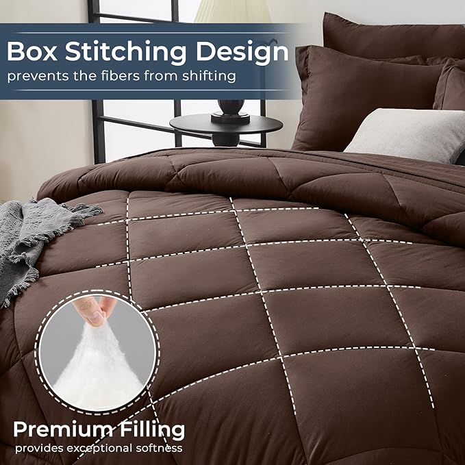 HEVUMYI Brown Queen Comforter Set - Image 4