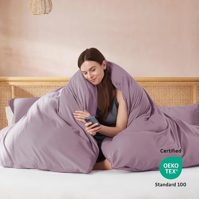 Nestl Dusty Purple California King Duvet Cover Sets - Image 3