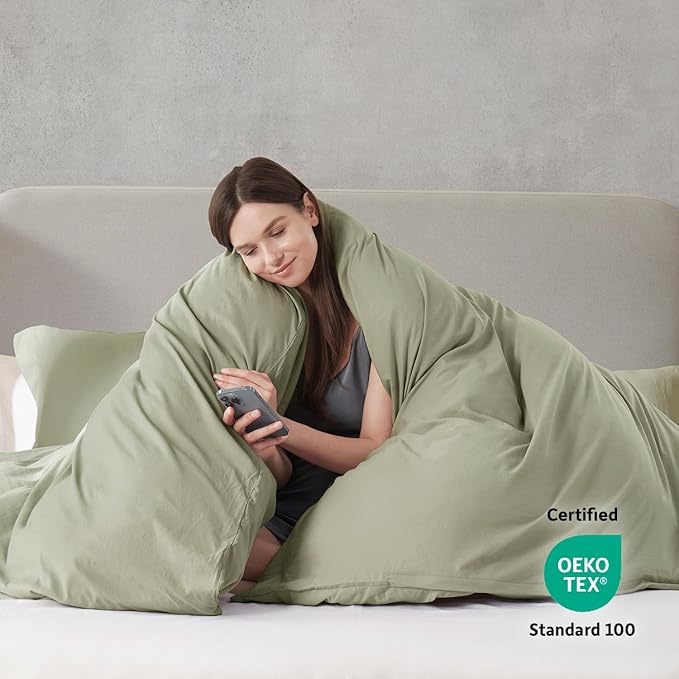 Nestl Light Sage Duvet Cover Queen Size - Image 3