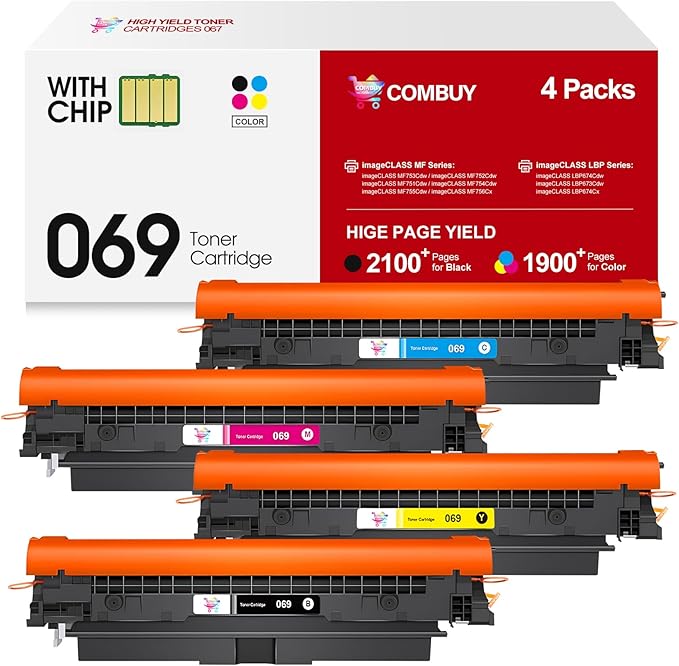 069 Toner Cartridge Set Replacement for Canon 069 Toner Cartridge 4 Pack Works for Canon Color ImageCLASS Mf753cdw MF751Cdw MF752Cdw LBP674Cdw MF752Cdw MF756Cx LBP673Cdw Printer (BK, C, Y, M)-DeskoryOffice