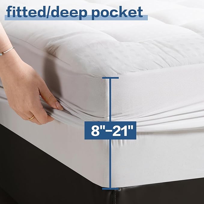 LEISURE TOWN Cotton Mattress Pad Full Size Fitted Quilted Mattress Cover Pillow - Image 4