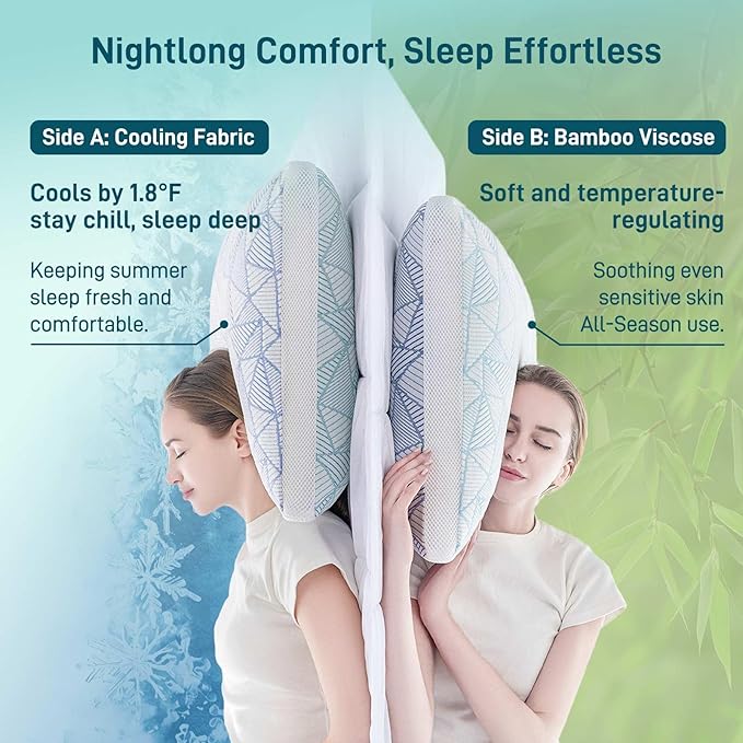 Cotelovo Shredded Memory Foam Cooling Soft Bamboo Viscose Pillows Adjustable - Image 2