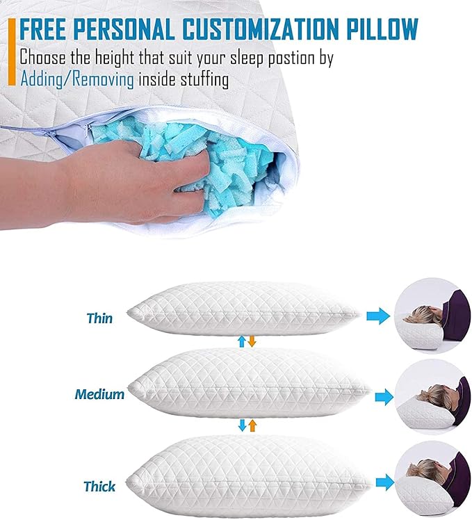 KEYOOHOME Shredded Memory Foam Pillows - Image 3