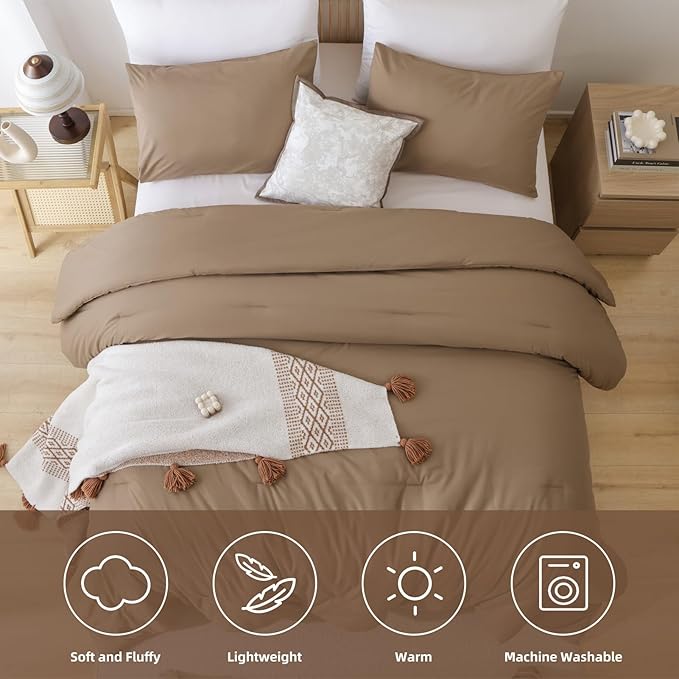 ROSGONIA Oversized King Comforter Dark Khaki - Image 5