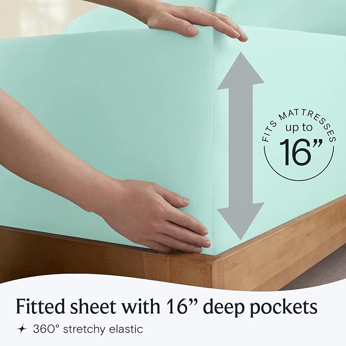 LuxClub 4 PC Sheet Set Bed Sheets Deep Pockets 16" Eco Friendly Wrinkle Free - Image 6