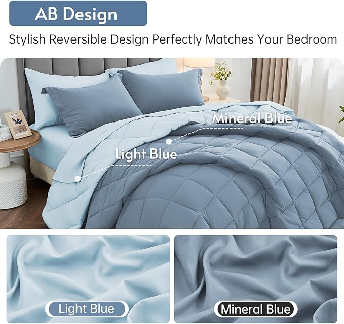 MUXHOMO 5 Pieces Twin Comforter Set, Reversible Bed in a Bag Twin Size - Image 3