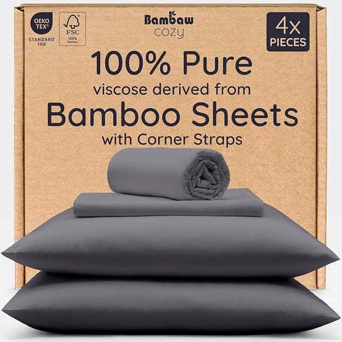 Bambaw 100% Viscose Derived from Bamboo Sheets Queen Size Set – 4pcs Cooling by Bambaw