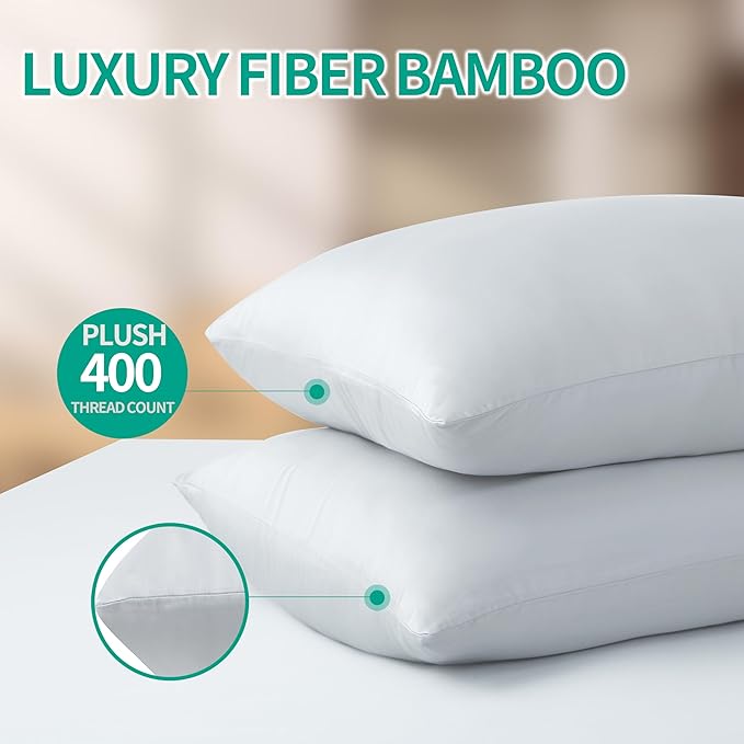 4-Pack Bamboo Viscose Zippered Pillow Cases Queen Size, 400 Thread Count - Image 8