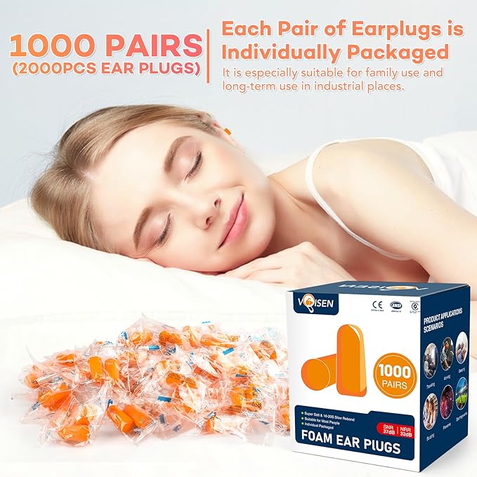 VOISEN Ear Plug, 1000 Pairs Ear Plugs - Image 3