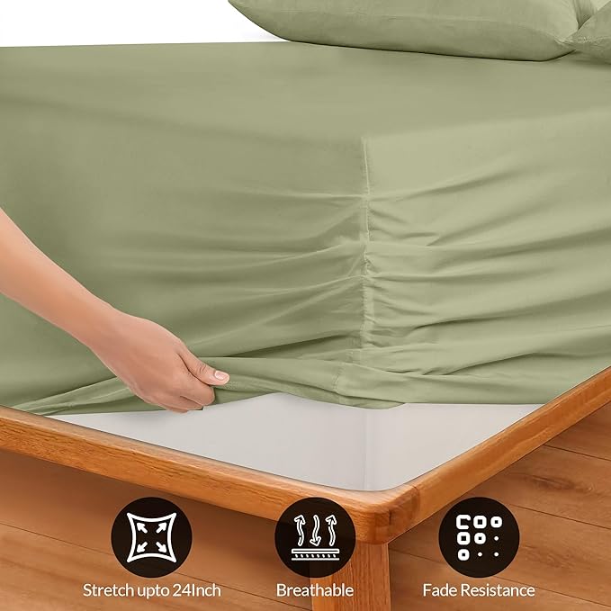 Royale Linens Extra Deep Pocket Twin Fitted Sheet Only - Image 3
