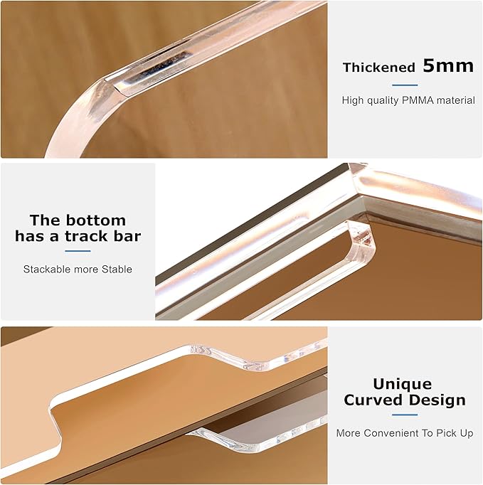 2 Pack- Stackable Paper Letter Tray, Enlarged A4 File Desk Organizer Acrylic Desk Organizers and Accessories Sorter Tray, Clear Workspace Office Supplies Organizers, 13.78inx9.25inx3.62in-DeskoryOffice