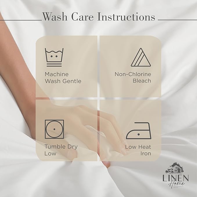 Linen Home 100% Cotton Percale Sheets Full Size, Light Taupe, Deep Pocket - Image 5