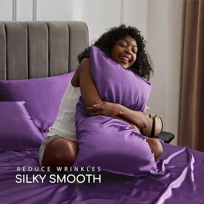 MR&HM Satin Bed Sheets, King Size Sheets Set - Image 3