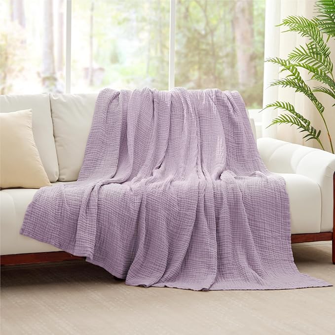 100% Cotton Muslin Blanket Twin 60" x 80", Breathable and Lightweight Cotton - Image 7